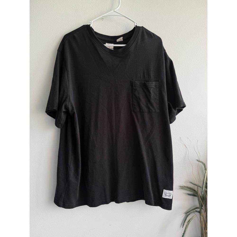 Levis Mens Relaxed Fit Pocket T-Shirt‎ Black Cotton Short Sleeve XL 3589